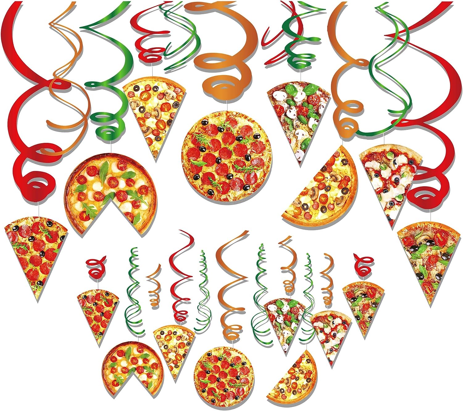 Pizza Party Hanging Swirl Decorations