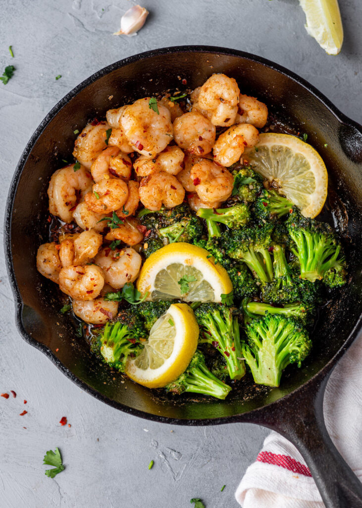 Sautéed Shrimp with Broccoli and Lemon Butter