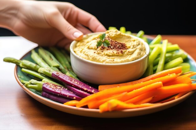 Colorful Veggie Sticks and Hummus